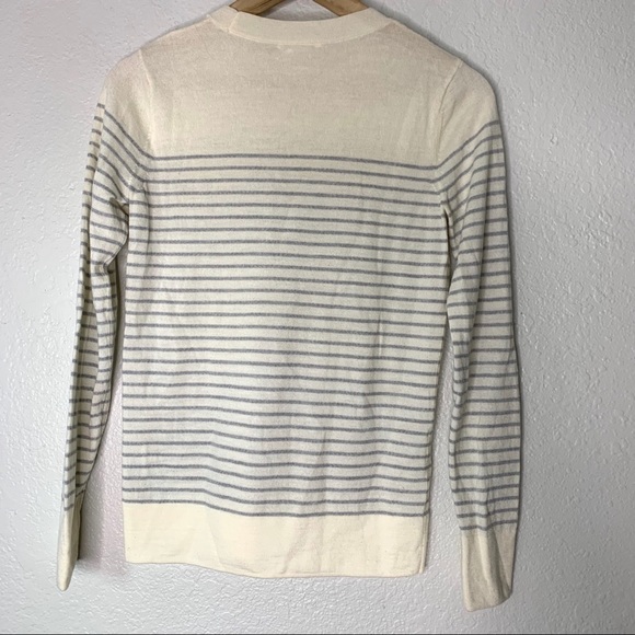 Club Monaco cream striped wool long sleeve sweater - Picture 6 of 7